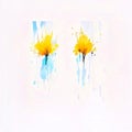 Two yellow and electric blue flowers in a white background Royalty Free Stock Photo