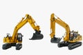 Two yellow excavator   model on  a white background Royalty Free Stock Photo