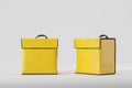 Two yellow food delivery thermo backpacks