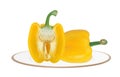 Two yellow fresh paprika peppers isolated on white Royalty Free Stock Photo