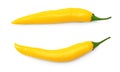 two yellow hot chili peppers isolated on white background. clipping path Royalty Free Stock Photo