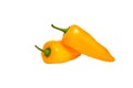 Two yellow hot jalape o peppers isolated on a white background