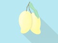 Two yellow mango on blue background with shadow , pop art style Royalty Free Stock Photo