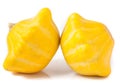 Two yellow pattypan squash isolated on white background Royalty Free Stock Photo