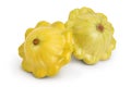 Two yellow pattypan squash isolated on white background, Clipping path and full depth of field Royalty Free Stock Photo