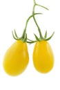 Two yellow pear-shaped tomatoes Royalty Free Stock Photo