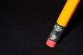 Two yellow Pencils on dark black blurred background. stationery. Office tool. Business concept. Royalty Free Stock Photo