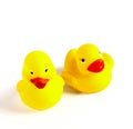 Two yellow plastic toy Ducks Royalty Free Stock Photo