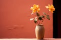 two yellow roses in a vase Royalty Free Stock Photo