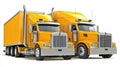 Two Yellow Semi Trucks Royalty Free Stock Photo