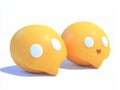 Two yellow speech bubbles with text symbols in 3D. Royalty Free Stock Photo