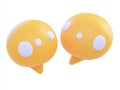 Two yellow speech bubbles with text symbols in 3D render. Royalty Free Stock Photo