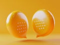 Two yellow speech bubbles with text symbols in a 3D render. Royalty Free Stock Photo