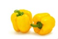 Two yellow sweet bell pepper isolated on white background cutout Royalty Free Stock Photo