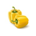 Two Yellow Sweet Bulgarian Bell Peppers, Paprika on Background Royalty Free Stock Photo