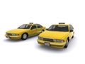 Two yellow taxi cabs Royalty Free Stock Photo