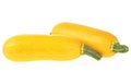 Two yellow zucchini isolated on white background. Yellow courgettes. Yellow squash Royalty Free Stock Photo