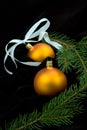 Two yelow christmas balls