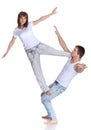 Two young acrobats. Royalty Free Stock Photo