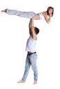 Two young acrobats. Royalty Free Stock Photo