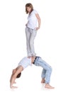 Two young acrobats. Royalty Free Stock Photo