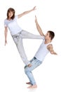 Two young acrobats. Royalty Free Stock Photo
