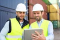 Two young attractives dockers working on the dock Royalty Free Stock Photo