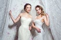 Two young beautiful European brides.