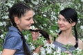 Two young beautiful women in the spring