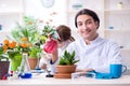 Two young botanist working in the lab