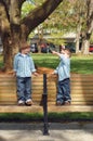 Two Young Brothers - Park Bench