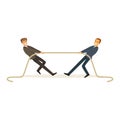 Two young business people playing tug war, business competition vector Illustration Royalty Free Stock Photo