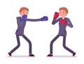 Two young businessmen boxing Royalty Free Stock Photo