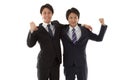 Two young businessmen posing guts