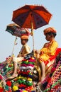 Two young cameleers at camel mela in Pushkar,India Royalty Free Stock Photo