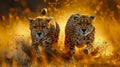 Two young cheetah running at camera Royalty Free Stock Photo