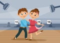 Two young children dancing in a competition Royalty Free Stock Photo