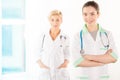 Two young doctors in hospital Royalty Free Stock Photo