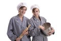 Two young female cooks