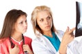 Two young female doctor with X-ray picture Royalty Free Stock Photo