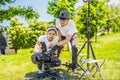 Two young filmmakers on a commercial production exterior set