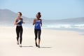 Two young fit women running on beach Royalty Free Stock Photo