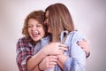 Two young girl friends having fun and smiling Royalty Free Stock Photo