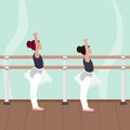 Young girls at ballet class vector illustration graphic