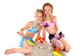 Two young girls in beach wear Royalty Free Stock Photo