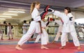 Kids boxing during karate training