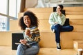 Two young girls of diverse backgrounds Royalty Free Stock Photo