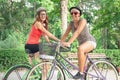 Two Young Girls Having Fun In Park Royalty Free Stock Photo