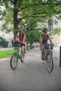 Two Young Girls Having Fun In Park Royalty Free Stock Photo