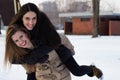 Two young girls having fun Royalty Free Stock Photo